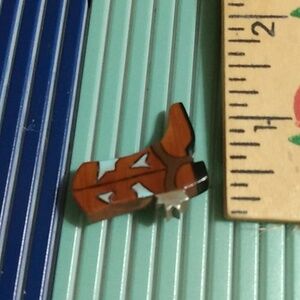 Vtg Wood Cowboy Boot Rodeo Western Wear Pin Brooch
